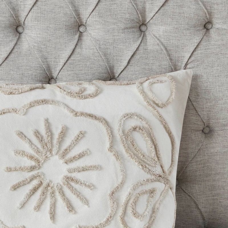 Madison Park Juliana Ivory/ Taupe Tufted Cotton Chenille Duvet Cover Set