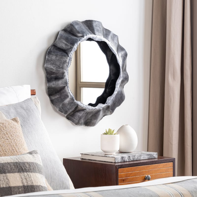 Artistic Weavers Eckhart Hammered Metal Round Mirror - 21"H x 21"W - 21"H x 21"W - Grey