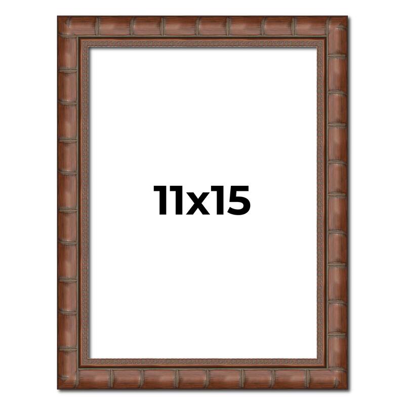 11x15 Brown Modern Bamboo Picture Frame - UV Acrylic, Foam Board Backing, Hanging Hardware - Holds 11x15 Photo