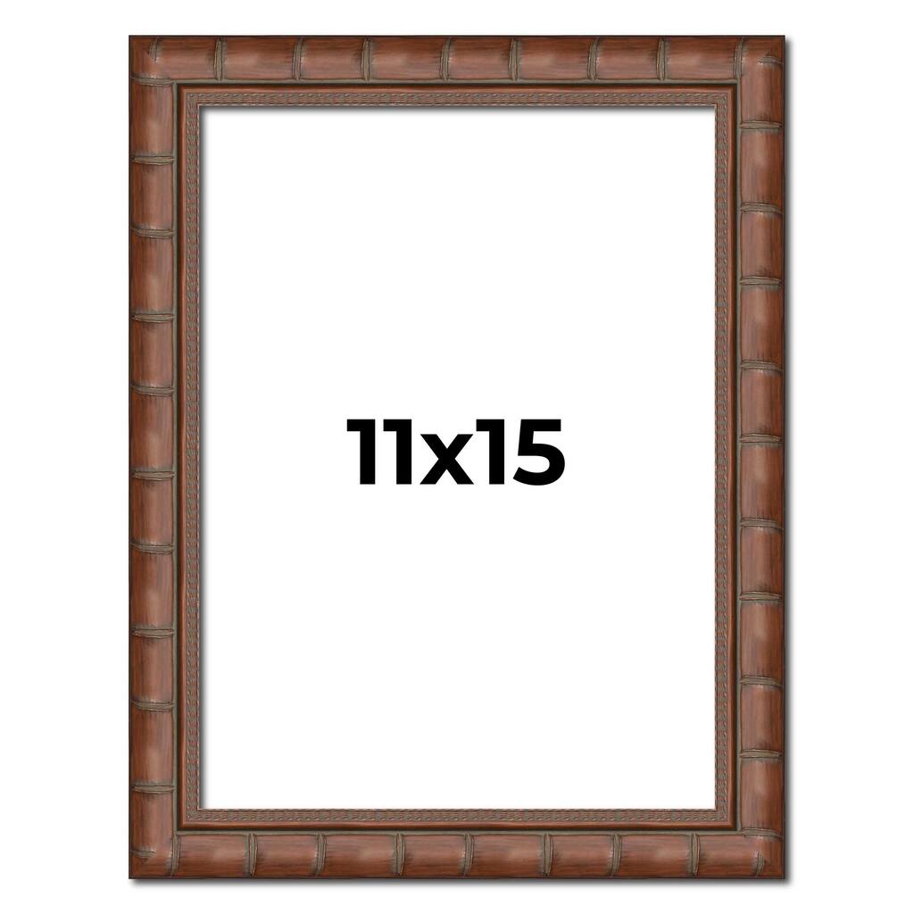11x15 Brown Modern Bamboo Picture Frame - UV Acrylic, Foam Board Backing, Hanging Hardware