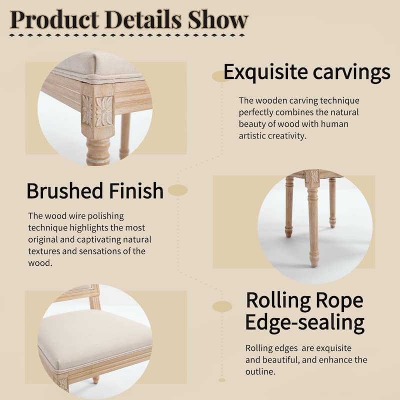 French Country Wire Drawing & Carving Techniques Dining Chairs with Backrest (Set of 2)