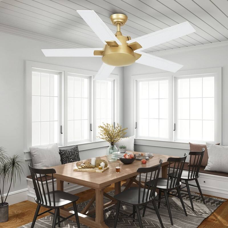 Moasis 52 Inch Modern Black Gold Ceiling Fan with Wall Switch & Remote