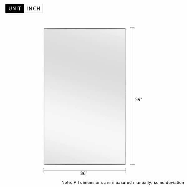 dimension image slide 16 of 20, Modern Aluminum Alloy Thin Framed Full Length Floor Mirror