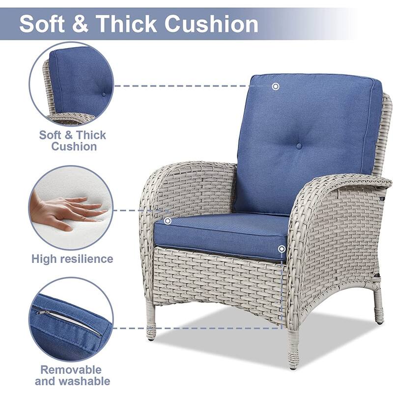 Gymojoy 7PCS Outdoor Loveseat Sofa Table Rocking Chair Furniture Set