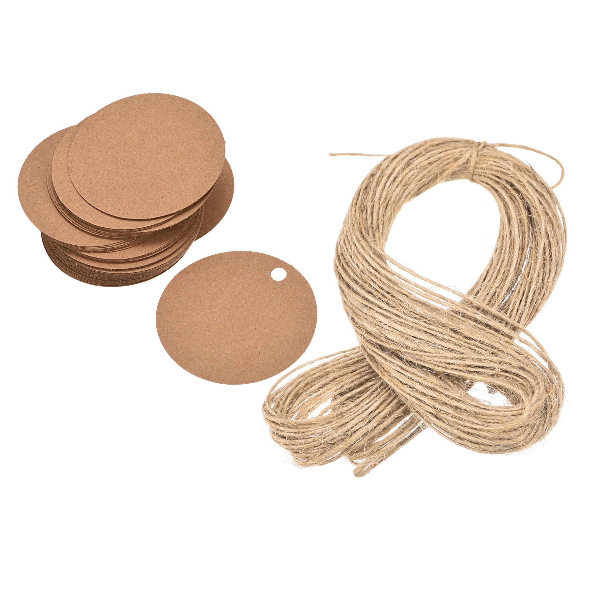 Wave Type Paper Gift Tags w Twine Rope 50x30mm Length 65.6 Feet 100pcs