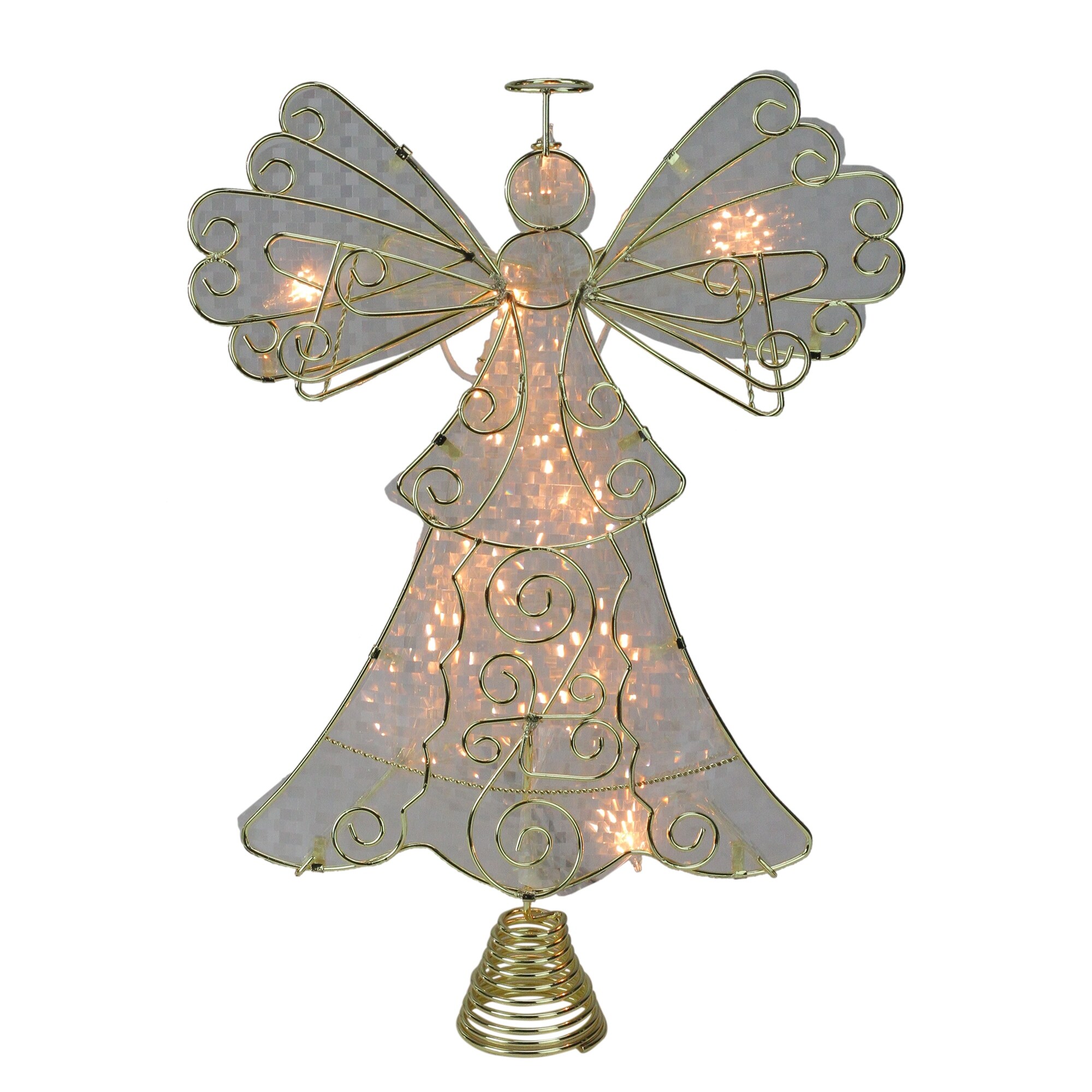 Shop 13 Lighted Gold And White Angel Christmas Tree Topper Clear Lights Overstock 23440451