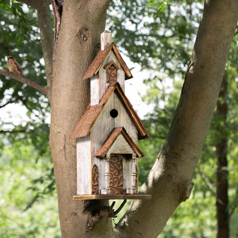 Glitzhome 24"H Extra-Large Farmhouse Rustic Wood Birdhouse