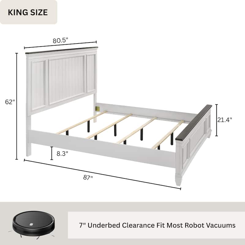 Roundhill Furniture Clelane Shiplap Wood Panel Bed