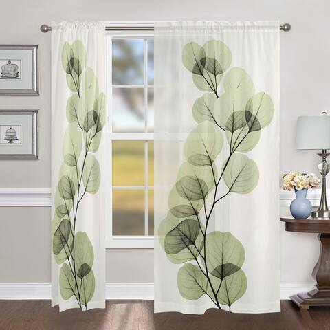 Laural Home Green X-Ray of Eucalyptus Leaves Sheer Window Panel (Single)