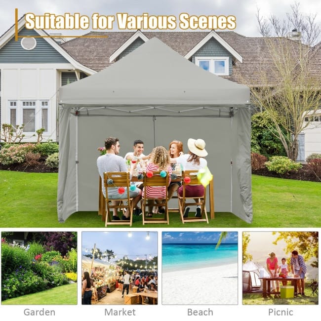 Pop up Gazebo with 4 Height and Adjust Folding Awning - 10' x 10' (L x W x H)