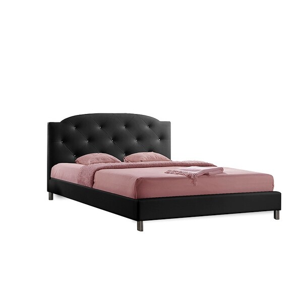 Canterbury Black Leather Platform Bed W Crystal Tufted Canterbury Black Leather Platform Bed W Crystal Tufted Headboard Queen Free Shipping Today 20726427