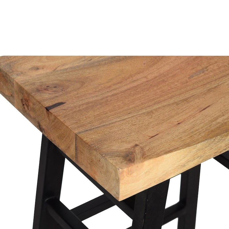 The Urban Port Wooden Saddle Seat 30 Inch Barstool With Ladder Base - 30 H x 20 W x 13 L Inches