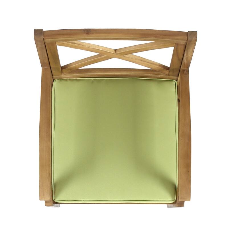 2-Piece Acacia Wood Outdoor Dining Chairs with Cushions for Patio, Garden & Poolside