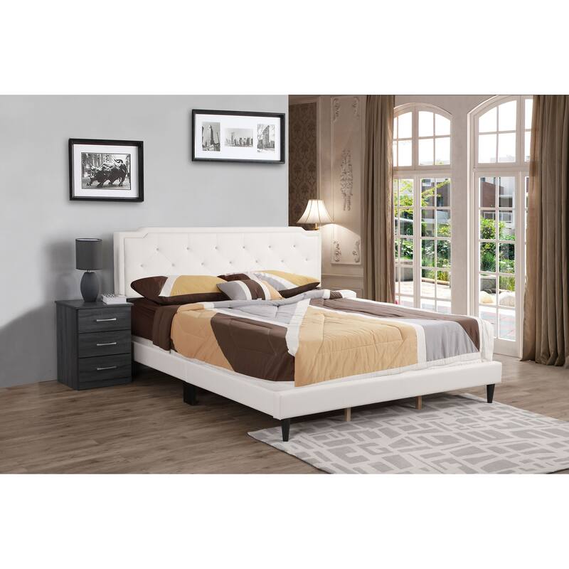 Carson Carrington Valsnas Adjustable Tufted Faux Leather Panel Bed