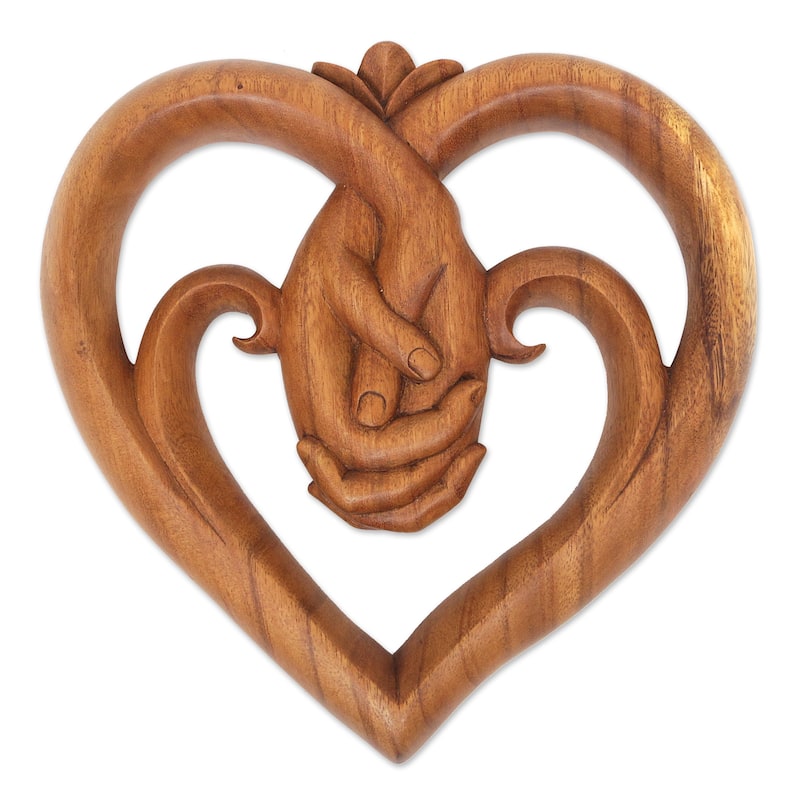 Novica Handmade Peace Begins With Love Wood Relief Panel
