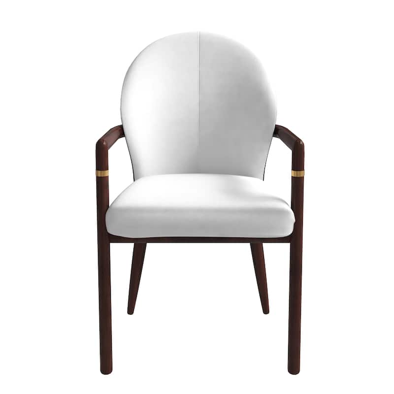 LeisureMod Modern Leather/Velvet Dining Chair - Elegant Armchair in Rubberwood with Gold Accents for Home Furniture