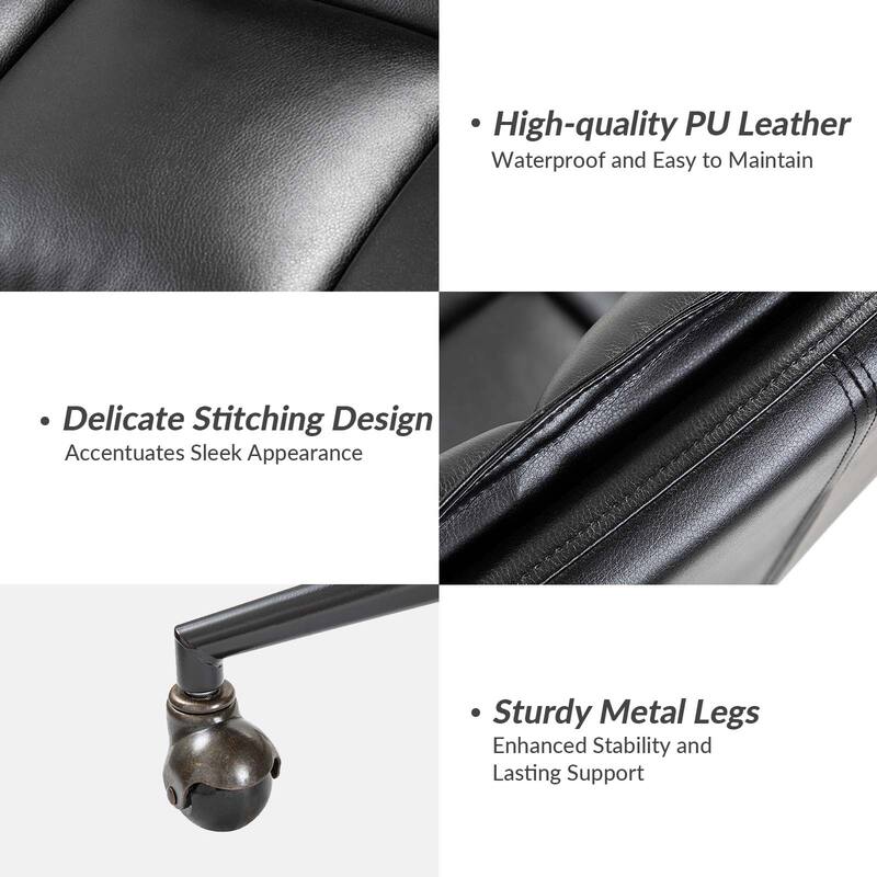 Judy Mid-century Modern Oversize Faux Leather Swivel Tilting Task Office Chair By HULALAHOME