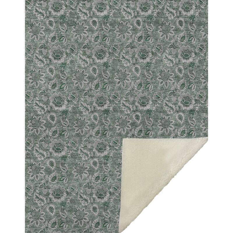 Premium Machine Washable Floral Sherpa Throw Blanket