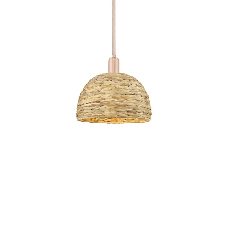 Innovations Lighting 716-1S-12-12 Woven Rattan Pendant Woven Rattan - Antique Copper / Natural