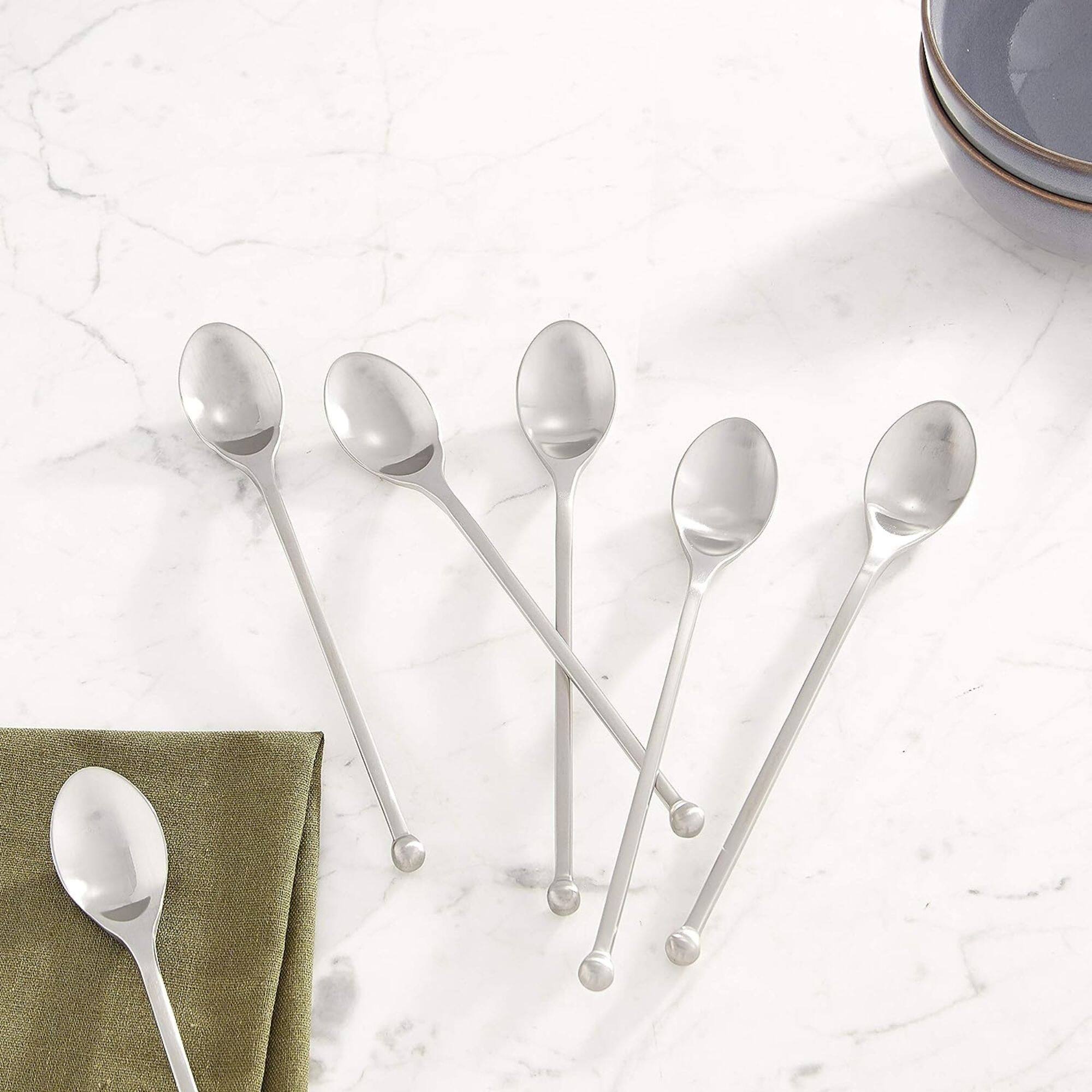 Knork Original Long Handle Iced Tea Spoon, 6 Piece Set, Matte Finish
