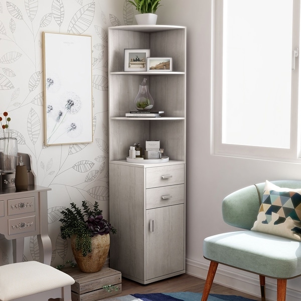 Colvain Modern 3 Shelf Corner Bookcase with Door by Furniture of
