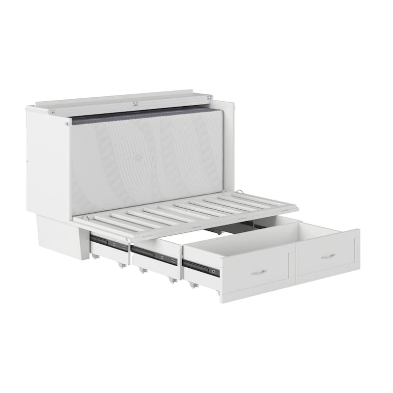 Monroe Queen Murphy Bed Chest with Mattress and Built-In Charger