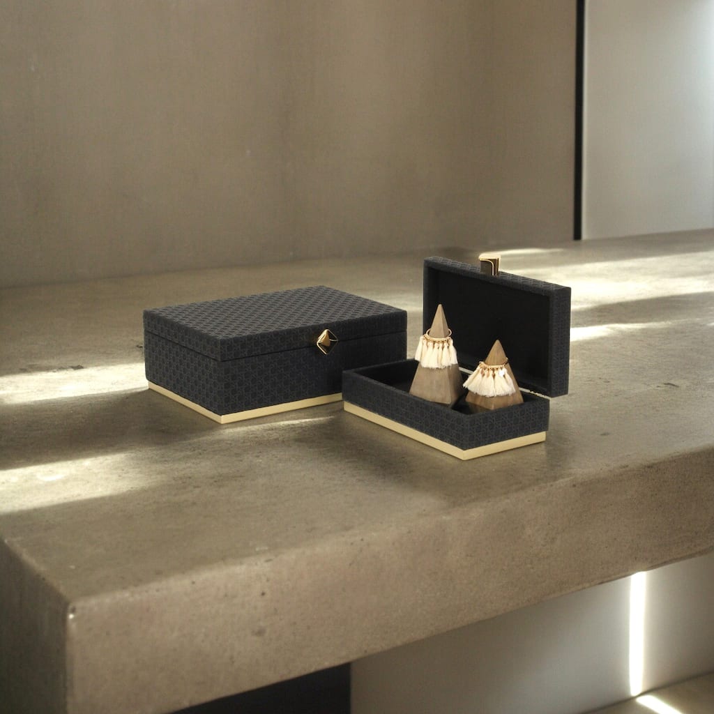 Baskura Vinyl Rattan Rectangular Box Set - Diamond Shaped Handles