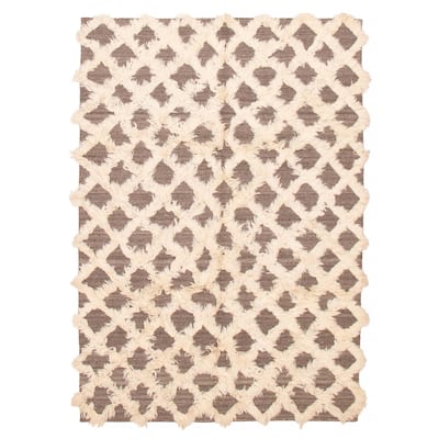 ECARPETGALLERY Flat-Weave Marrakech Cream, Taupe Wool Kilim - 6'11 x 9'9