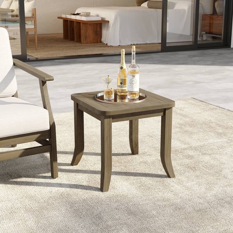 19" W Square Solid Teak Outdoor Side Table