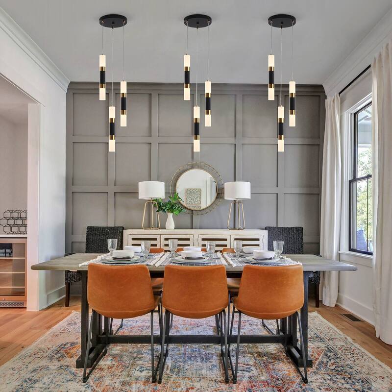 3-Light Cluster Pendant with Wrought Iron Accents, Semi Flush Mount Chandelier for Kitchen Island Dining Room