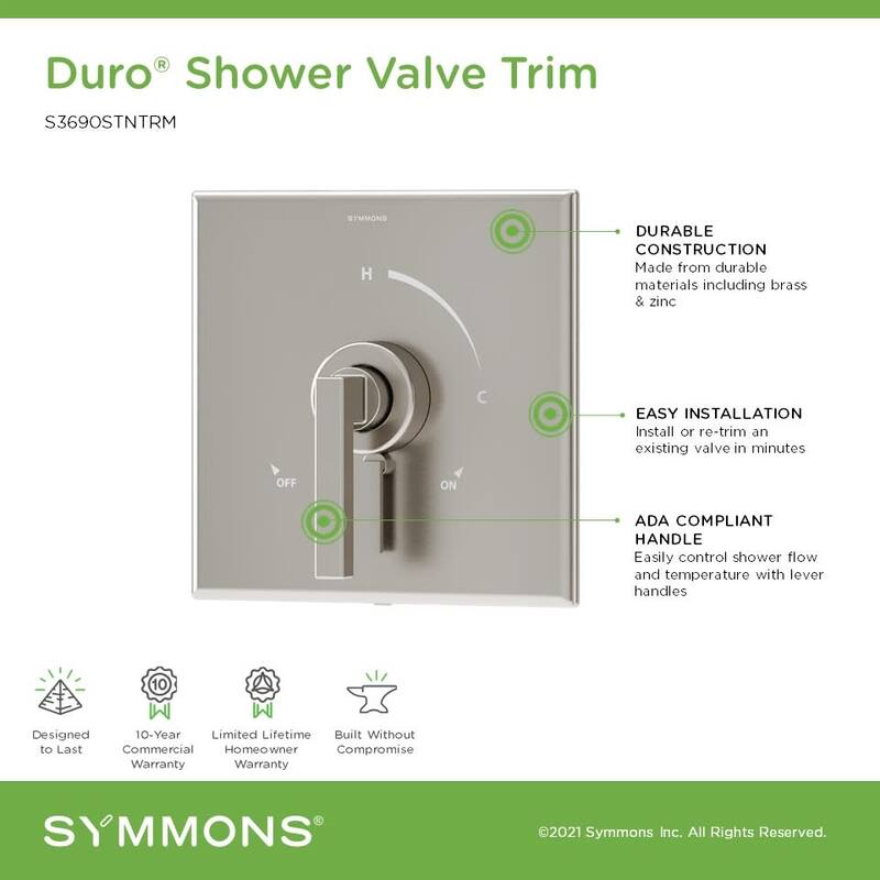 Symmons S3690TRM Duro Single Handle Volume Control Valve Trim