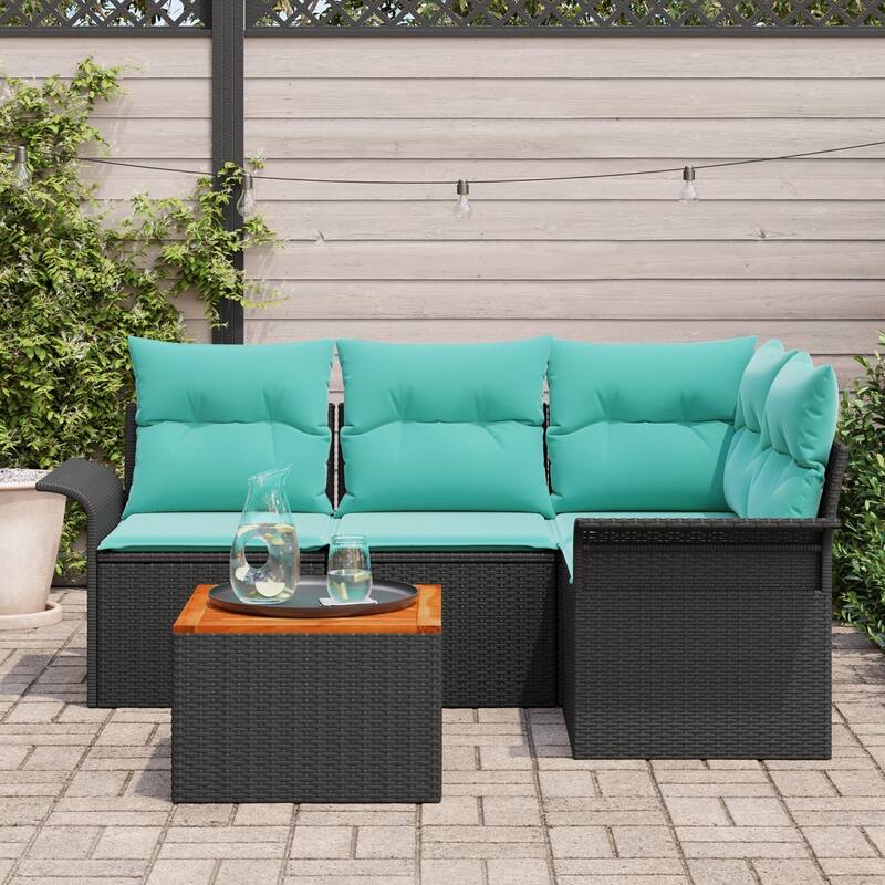 vidaXL 5 Piece Garden Sofa Set with Cushions - 73.8×52.2×27.2