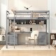 preview thumbnail 3 of 15, Full Size Loft Bed with Desk and 4 Drawers, Wood Guardrail Bed with Bedside Tray Multiple Storage Design, Charging Station