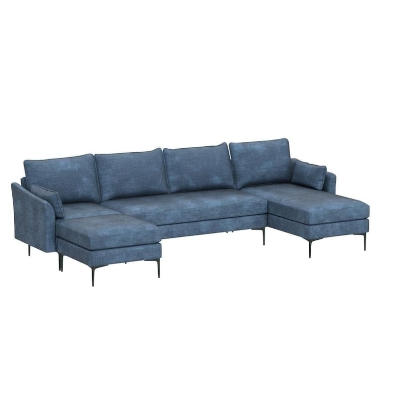 Modern Chenille Sectional Sofa with Reversible Chaise and Ottoman, Perfect for Living Rooms with Sleeper Function