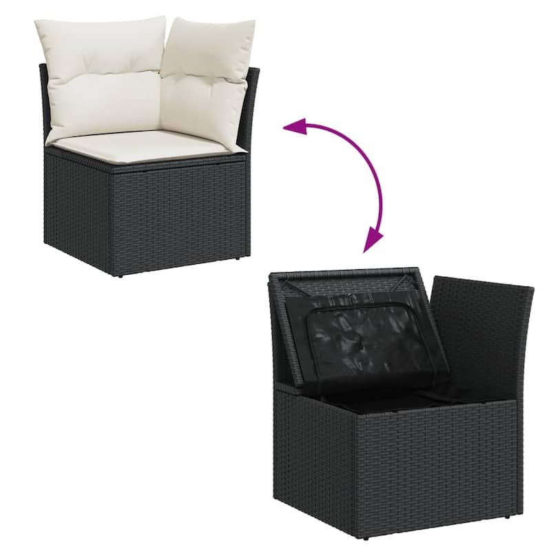 vidaXL Garden Sofa Set Black - 24.4 x 24.4 x 27.2