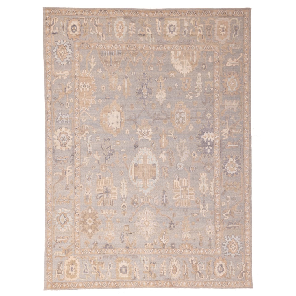 ECARPETGALLERY Hand-knotted Finest Oushak Grey Wool Rug - 9'2 x 12'3