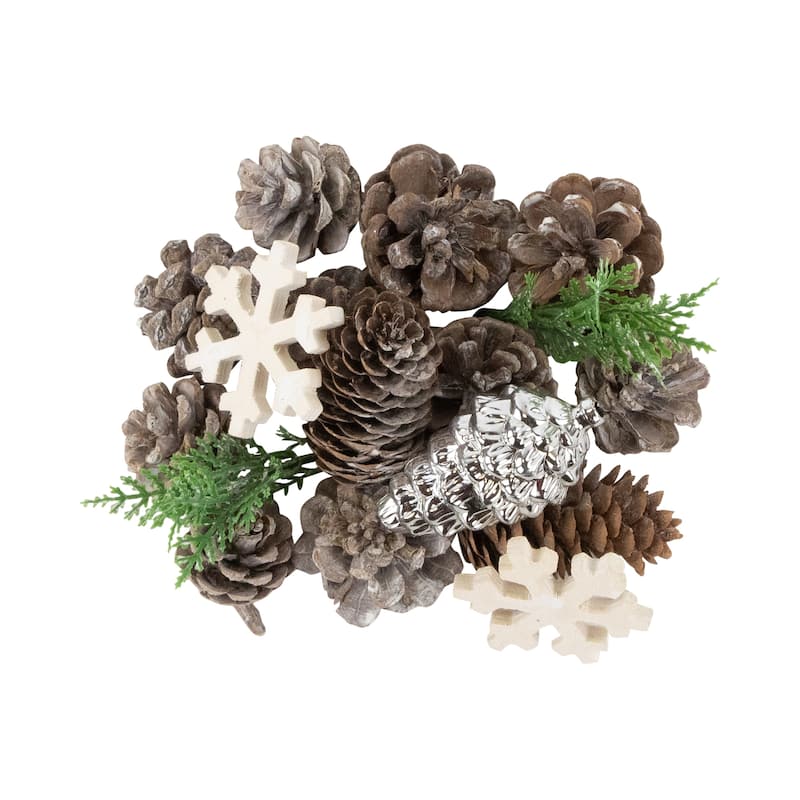 Pinecones and Snowflakes Christmas Decorations - 6"