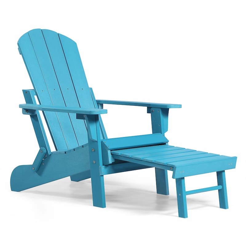Hurley Folding Poly Adirondack Chair with Pull-out Ottoman (Set of 2)