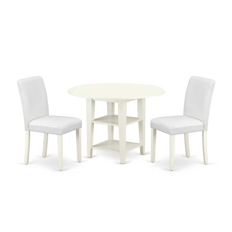 Modern Dining Set 3pc - Round Table & 2 Parsons Chairs - 42 Inch - City Chic Design