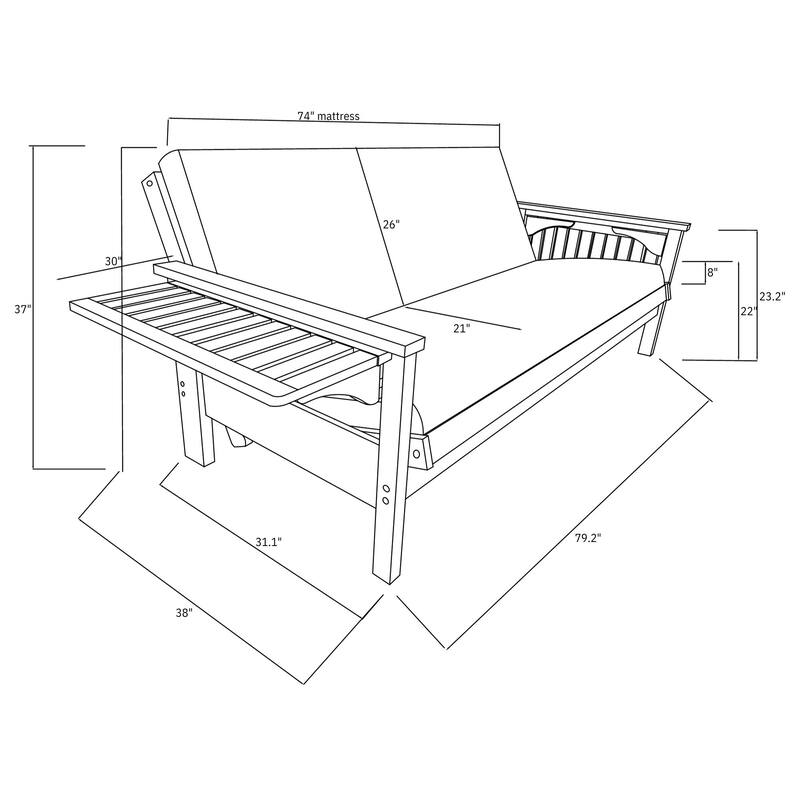 Somette Alamosa Sofa Sleeper Frame (Mattress Not Included) - Full