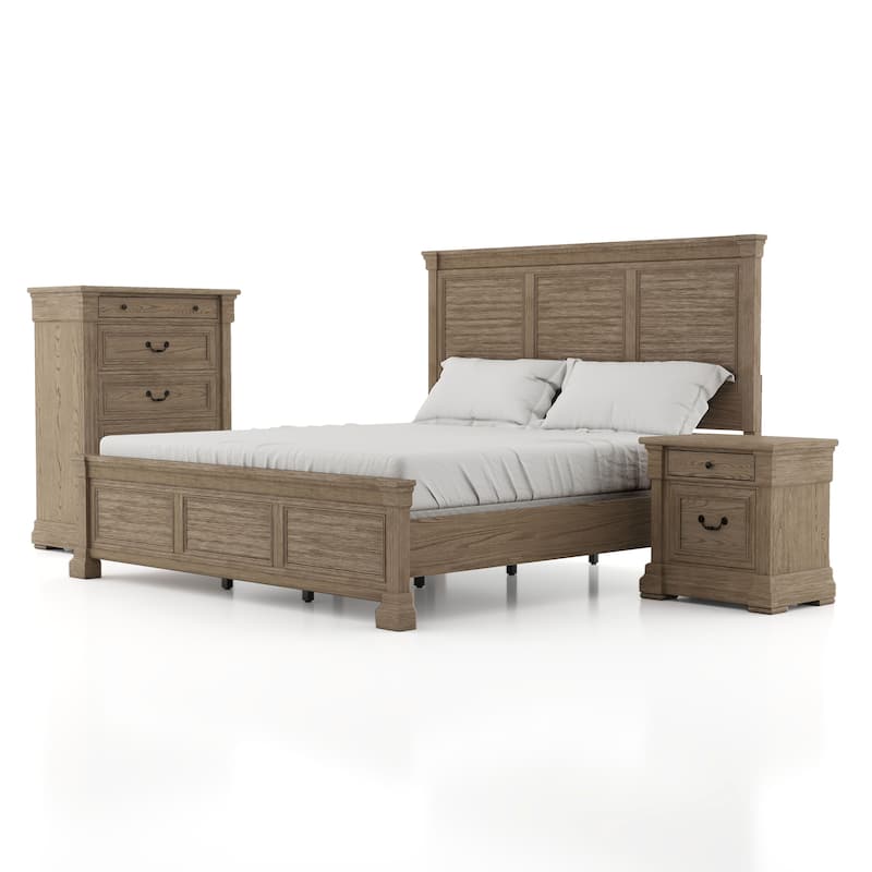Furniture of America Wacine 3-Piece Weathered Grey Wood Panel Bedroom Set