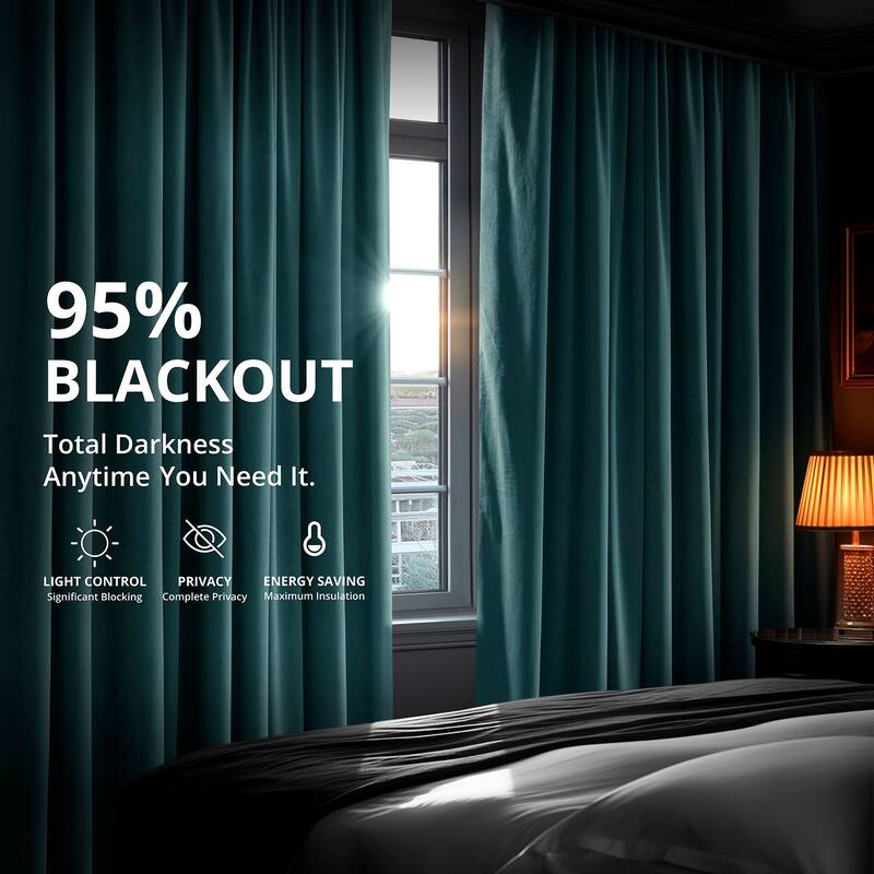 Exclusive Fabrics Signature Velvet Blackout Curtains - 96 Inches Long, (1 Panel) - Luxurious Drapery for Light Control.