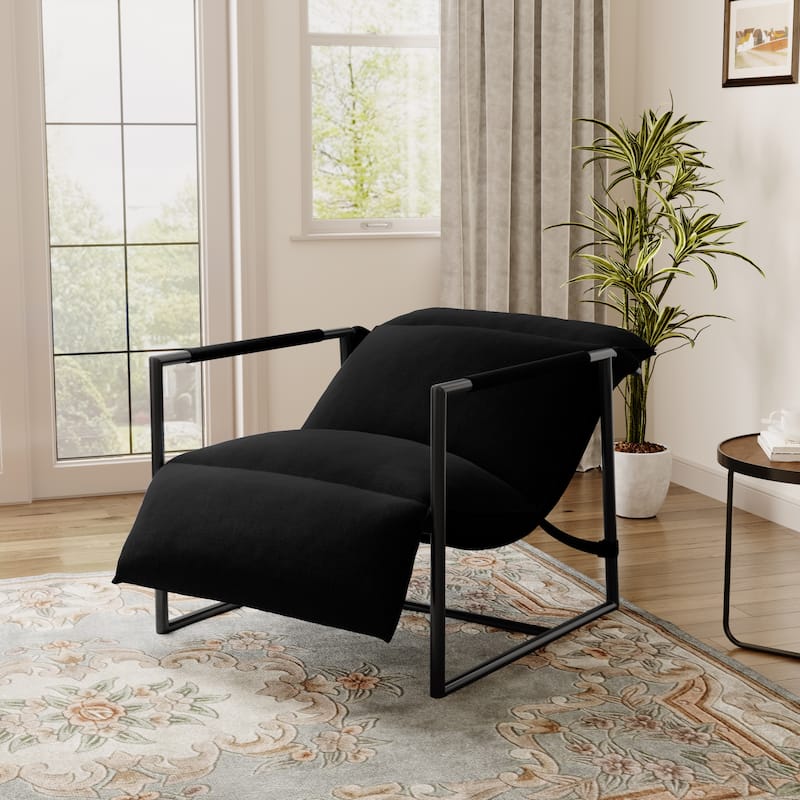 Metal Sling Accent Chair Armchair with Adjustable Headrest - Black