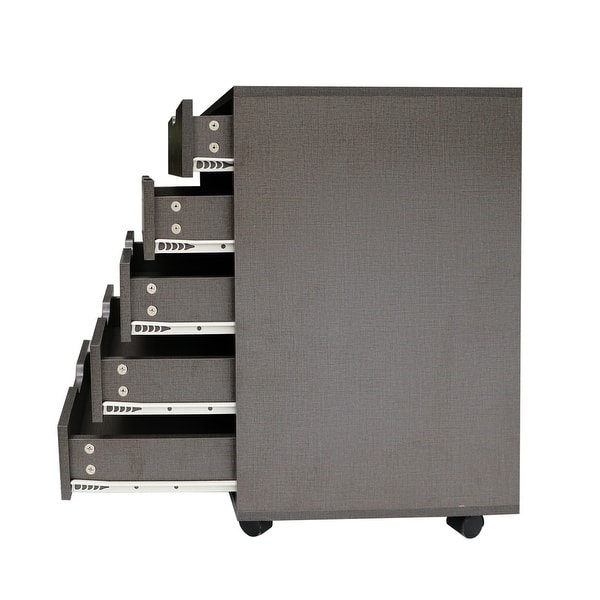 slide 5 of 7, Moveable file cabinet with 5 drawers Dark Grey