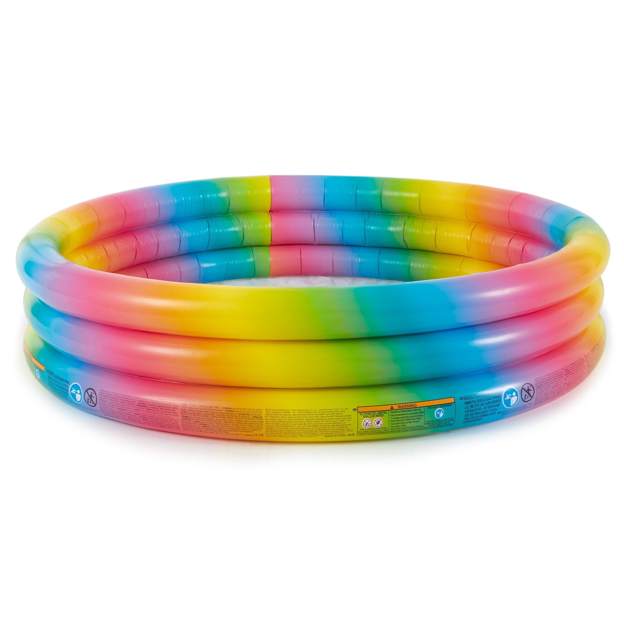 Intex 58449EP Rainbow Ombre 3 Ring Round Inflatable Kids Outdoor Swimming  Pool - 4.13
