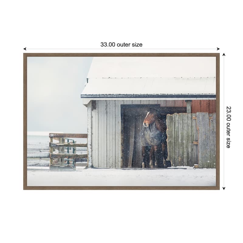 Kate and Laurel Sylvie Framed Canvas Barn Horse in Snow by Emiko and Mark Franzen