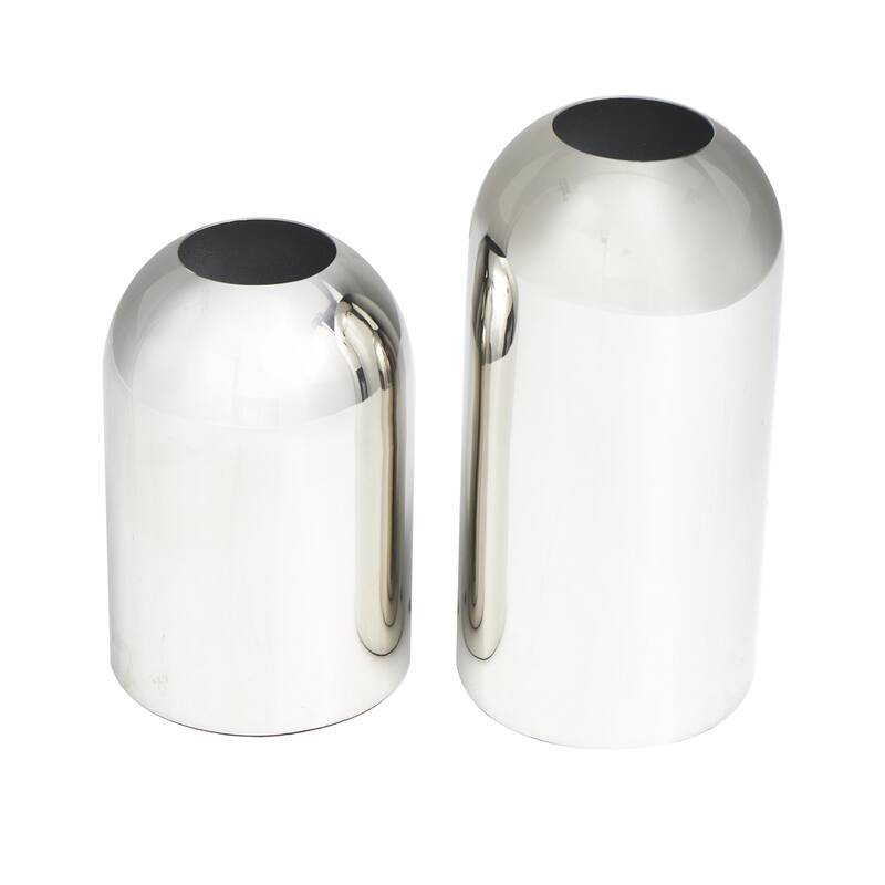 Stainless Steel Metal Decorative Vase with a Sleek Mirror Finish - Set of 2 Silver - Roche River Decor - Silver