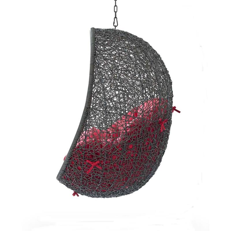 Balmoral Outdoor Grey Rattan with Red Cushioned Hanging Swing Chair