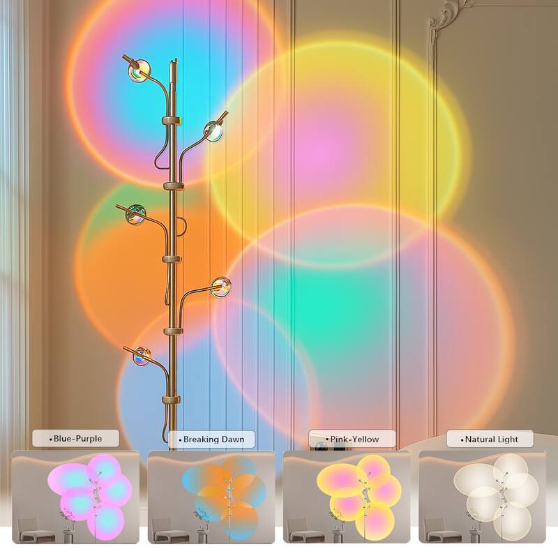 Multi Head Halo Projector Floor Lamp with RGB Filters - 71" H