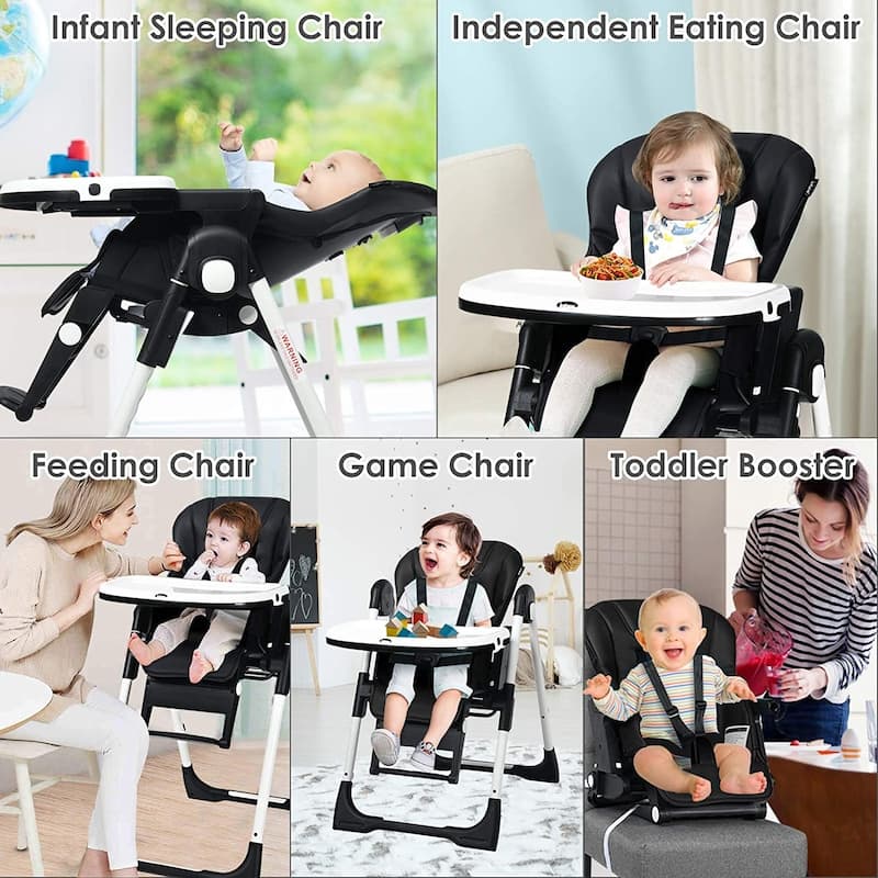4 in 1 High Chair-Booster Seat with Adjustable Height and Recline - 21 x 28 x 41 inch (MAX)